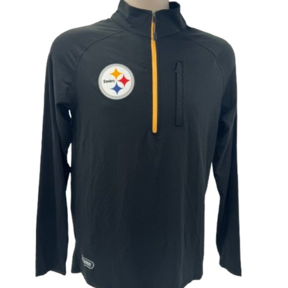 NFL Team Apparel Men's Black Steelers Quarter Zip Lightweight Pullover Small - Picture 1 of 13